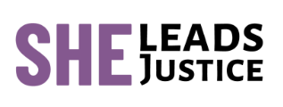 She Leads Justice Logo and Hyperlink